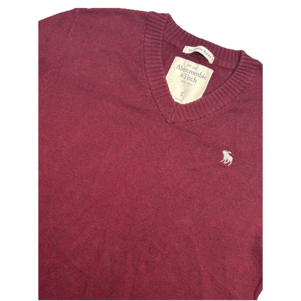 Abercrombie & Fitch Cashmere Blend V Neck‎ Sweater Mens S Burgundy Moose